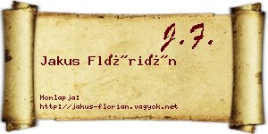 Jakus Flórián névjegykártya